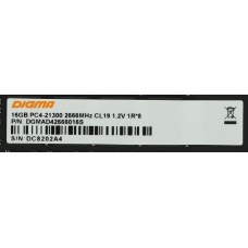 Память DDR4 16Gb 2666MHz Digma DGMAD42666016S RTL PC4-21300 CL19 DIMM 288-pin 1.2В single rank