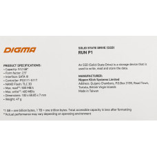 Накопитель SSD Digma SATA III 512Gb DGSR2512GP13T Run P1 2.5"