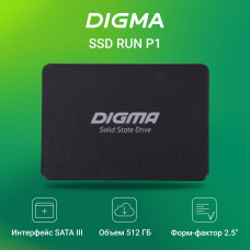 Накопитель SSD Digma SATA III 512Gb DGSR2512GP13T Run P1 2.5"