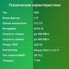 Накопитель SSD Digma SATA III 512Gb DGSR2512GP13T Run P1 2.5"