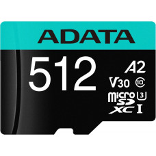 Флеш карта microSDHC 512Gb Class10 A-Data AUSDX512GUI3V30SA2-RA1 Premier Pro + adapter