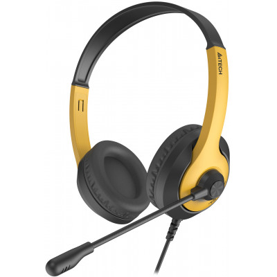 Наушники с микрофоном A4Tech Fstyler FH100U желтый/черный 2м накладные USB оголовье (FH100U)