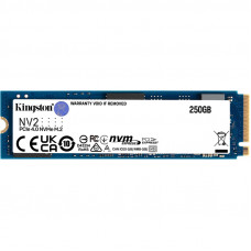 Твердотельный накопитель Kingston SSD NV2, 250GB, M.2(22x80mm), NVMe, PCIe 4.0 x4, 3D TLC, R/W 3000/1300MB/s, TBW 80, DWPD 0.3 (3 года)