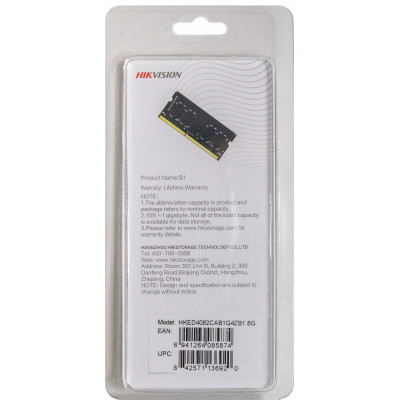 Память DDR4 8Gb 3200MHz Hikvision HKED4082CAB1G4ZB1/8G RTL PC4-25600 CL22 SO-DIMM 260-pin 1.2В