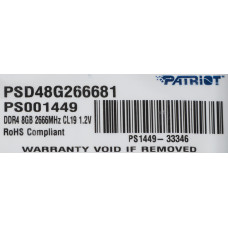 Память DDR4 8Gb 2666MHz Patriot PSD48G266681 Signature RTL PC4-21300 CL19 DIMM 288-pin 1.2В single rank Ret