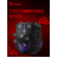 Мышь A4Tech Bloody L65 Max черный/фиолетовый оптическая (12000dpi) USB (6but)