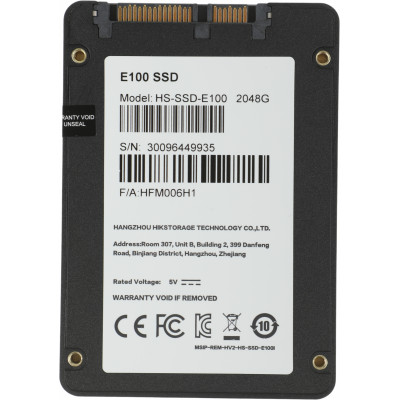 Накопитель SSD Hikvision SATA III 2Tb HS-SSD-E100/2048G HS-SSD-E100/2048G Hiksemi 2.5"