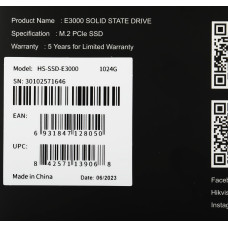 Накопитель SSD Hikvision PCI-E 3.0 x4 1Tb HS-SSD-E3000/1024G HS-SSD-E3000/1024G Hiksemi E3000 M.2 2280