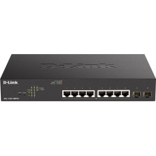 Коммутатор D-Link DGS-1100-10MPV2/A3A (L2) 8x1Гбит/с 2xКомбо(1000BASE-T/SFP) 2SFP 8PoE 130W управляемый