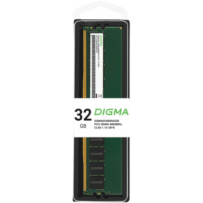 Память DDR5 32GB 4800MHz Digma DGMAD54800032D RTL PC5-38400 CL40 DIMM 288-pin 1.1В dual rank Ret