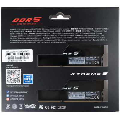 Память DDR5 2x24GB 8200MHz Patriot PVX548G82C38K Viper Xtreme 5 RTL Gaming PC5-65600 CL38 DIMM ECC 288-pin 1.45В с радиатором Ret