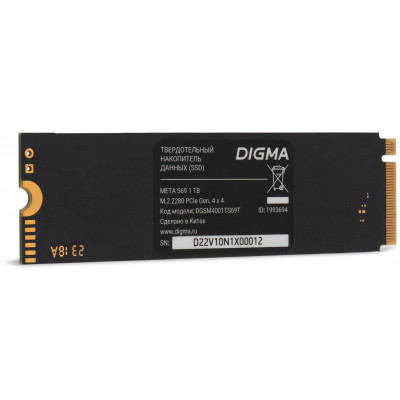 Накопитель SSD Digma PCIe 4.0 x4 1TB DGSM4001TS69T Meta S69 M.2 2280