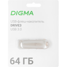 Флеш Диск Digma 64Gb DRIVE3 DGFUM064A30SR USB3.0 серебристый
