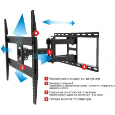 Кронштейн для телевизора Arm Media COBRA-50 черный 26"-65" макс.35кг настенный поворотно-выдвижной и наклонный