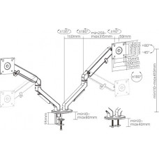 Кронштейн для мониторов Ultramounts UM735BL черный/серый 17"-27" макс.7кг крепление к столешнице поворот и наклон