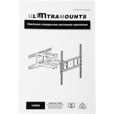 Кронштейн для телевизора Ultramounts UM908 черный 32"-75" макс.40кг настенный поворотно-выдвижной и наклонный
