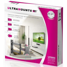 Кронштейн для телевизора Ultramounts UM893 черный 13"-27" макс.20кг настенный поворотно-выдвижной и наклонный