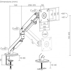Кронштейн для мониторов Ultramounts UM734SIL серый/серебристый 17"-27" макс.7кг крепление к столешнице поворот и наклон