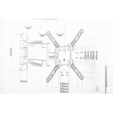 Кронштейн для телевизора Ultramounts UM871 черный 23"-55" макс.35кг настенный поворотно-выдвижной и наклонный