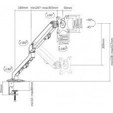 Кронштейн для мониторов Ultramounts UM728 черный 17"-27" макс.7кг крепление к столешнице поворот и наклон