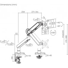 Кронштейн для мониторов Ultramounts UM719B черный 17"-35" макс.10.5кг крепление к столешнице поворот и наклон