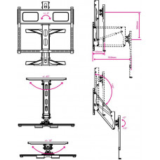 Кронштейн для телевизора Kromax ATLANTIS-99 черный 40"-65" макс.35кг настенный поворот и наклон верт.перемещ.