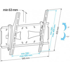 Кронштейн для телевизора Holder PTS-4006 черный 32"-60" макс.40кг настенный наклон