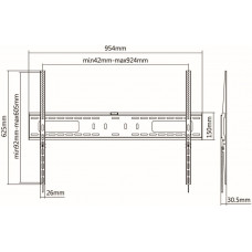 Кронштейн для телевизора Ultramounts UM815F черный 60"-100" макс.75кг настенный фиксированный