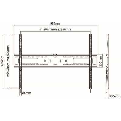 Кронштейн для телевизора Ultramounts UM815F черный 60"-100" макс.75кг настенный фиксированный