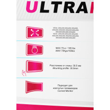Кронштейн для телевизора Ultramounts UM815F черный 60"-100" макс.75кг настенный фиксированный