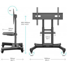 Стойка для телевизора Onkron TS1380 черный 50"-83" макс.70кг напольный мобильный