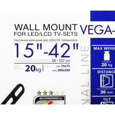 Кронштейн для телевизора Kromax VEGA-8 черный 15"-42" макс.15кг настенный наклон