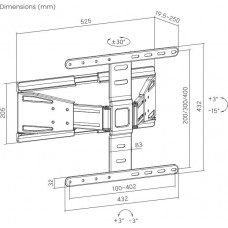 Кронштейн для телевизора Ultramounts UM955 черный 37"-75" макс.50кг настенный поворот и наклон