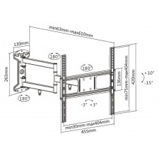 Кронштейн для телевизора Ultramounts UM906 черный 32"-55" макс.35кг настенный поворотно-выдвижной и наклонный