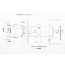 Кронштейн для телевизора Ultramounts UM909 черный 37"-75" макс.35кг настенный поворотно-выдвижной и наклонный