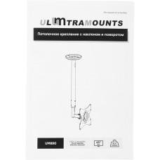 Кронштейн для телевизора Ultramounts UM890 черный 17"-43" макс.30кг потолочный поворотно-выдвижной и наклонный