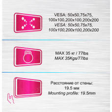 Кронштейн для телевизора Ultramounts UM811F черный 17"-43" макс.35кг настенный фиксированный