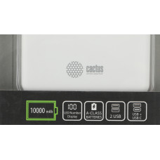 Мобильный аккумулятор Cactus CS-PBFSKT-10000 10000mAh 2.1A 2xUSB-A/USB-C белый